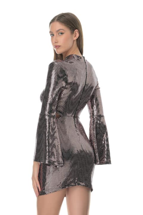Φόρεμα μακρυμάνικο με άνοιγμα στο πλάι με χαμηλό ζιβάγκο Benissimo